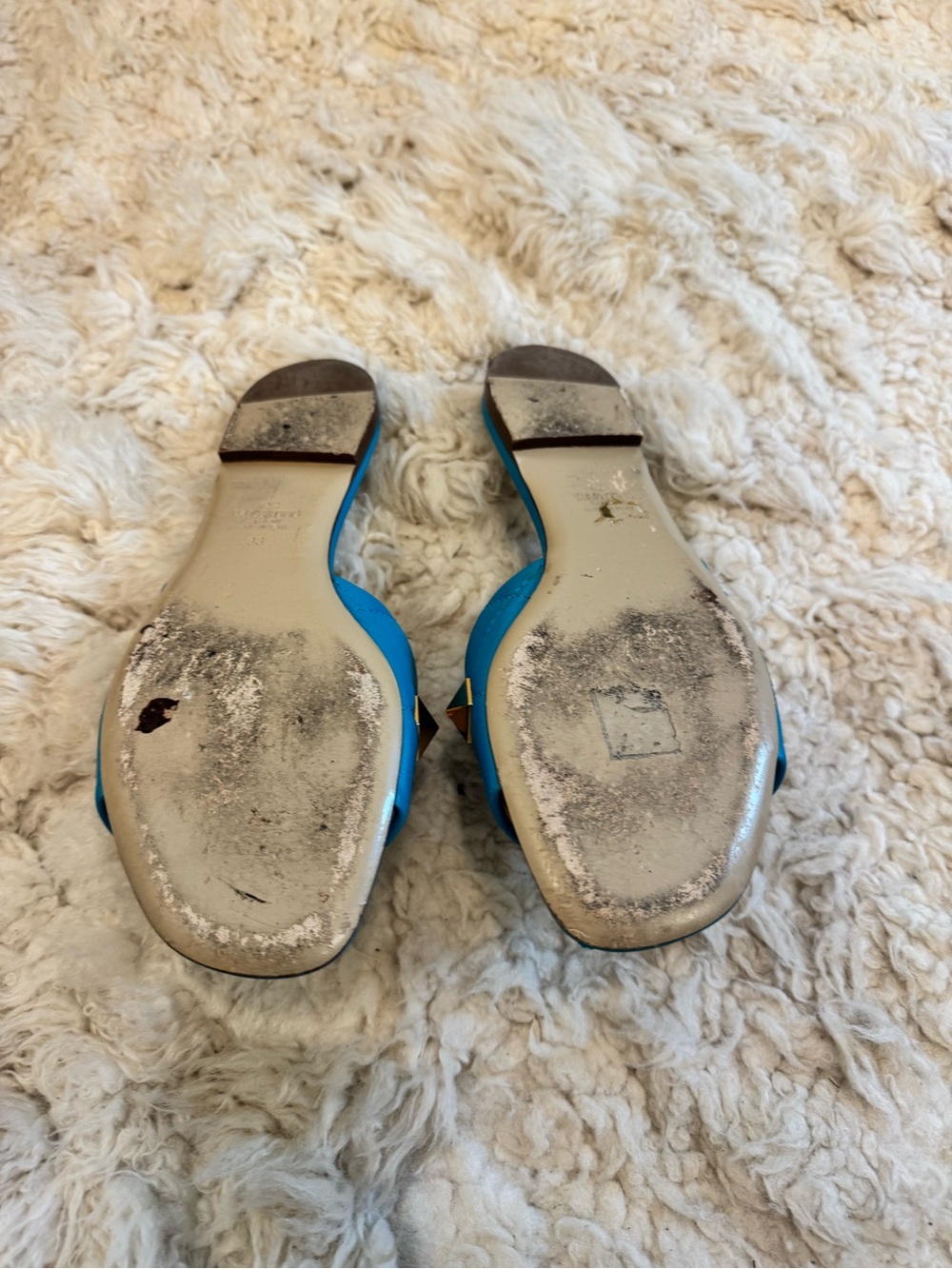 Valentino Turquoise Roman Stud Slide Sandals - Size 38 - Picture 6 of 6